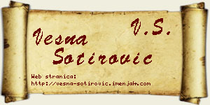 Vesna Sotirović vizit kartica